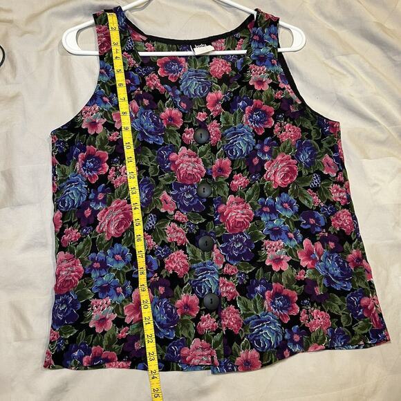 Vtg‎ Floral Button Front Top Judy Knapp Medium Summer Vacation Beachy Hawaiian - Picture 6 of 6